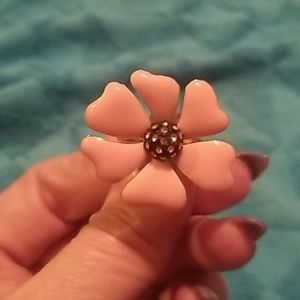 Adjustable pink flower ring